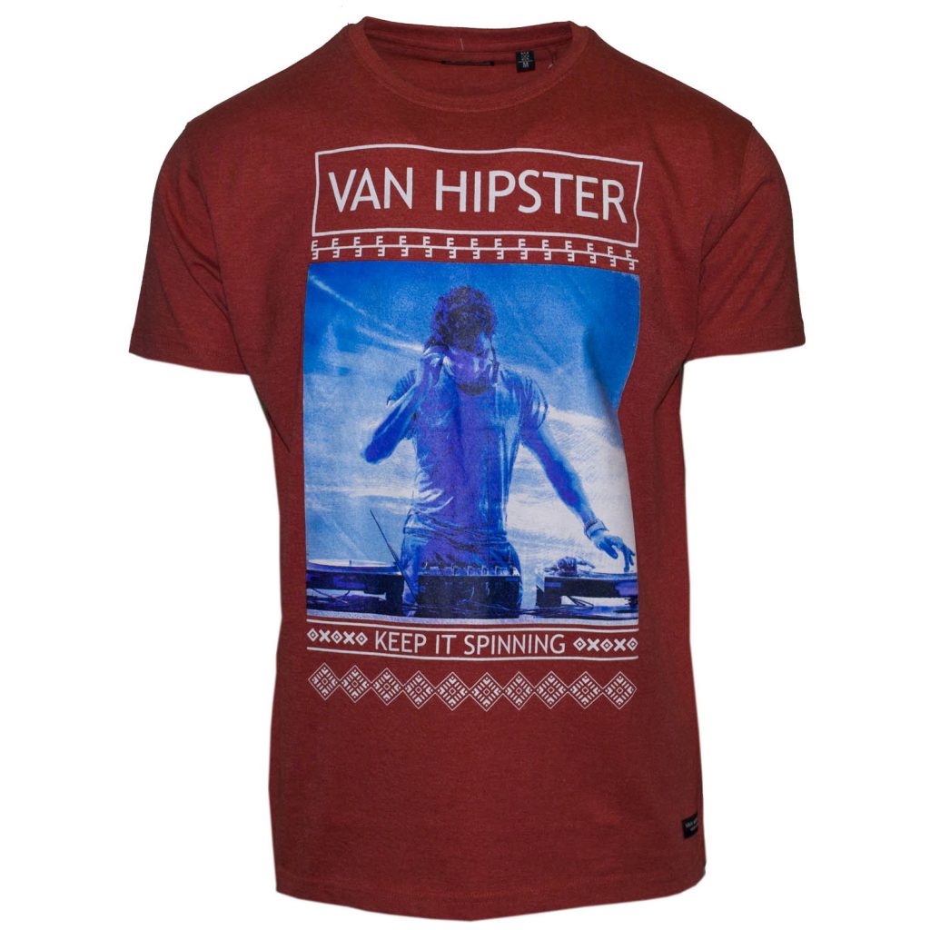 VAN HIPSTER 71365-20 Ανδρικό T-shirt με τύπωμα - κόκκινο-Κοκκινο