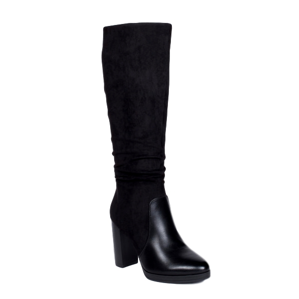 Γυναικείες μπότες με τετράγωνο τακούνι - Μαύρες 0775-Μαύρο 16797